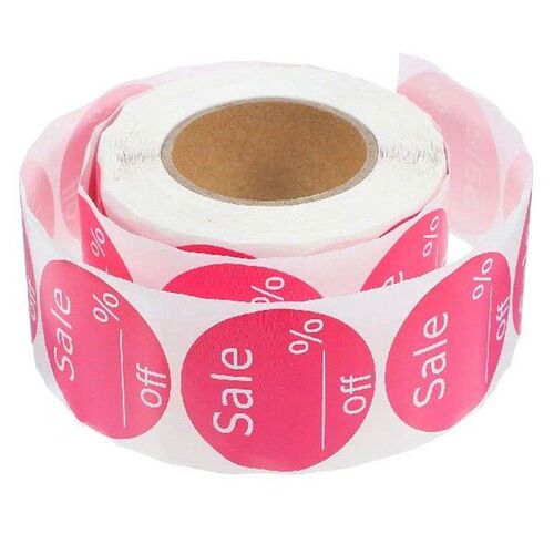 Circular Removable Stickers 38mm Pink Price Tags for Shops