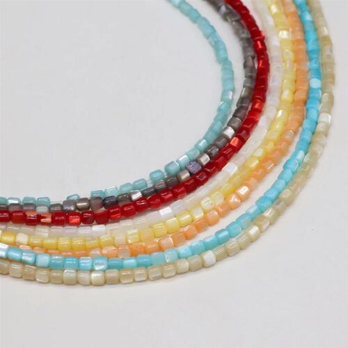 Natural Stone Sea Shell Multi-color Loosely Spaced Beads Can