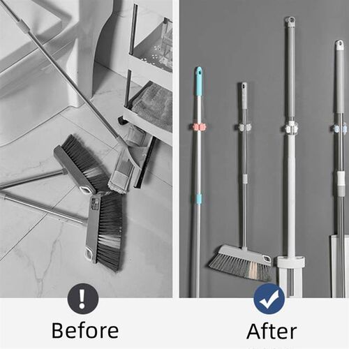 Adhesive Multi-Purpose Hooks Wall Mounted Mop Organizer Hold