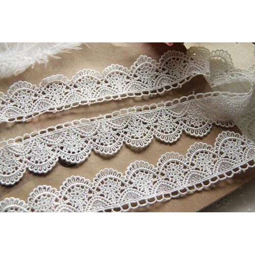 10yards 3.5cm wide white black polyester embroidery lace tri