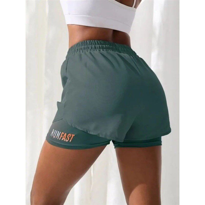 Womens High Rise Yoga Shorts With Elastic Proximity Control - 实物图