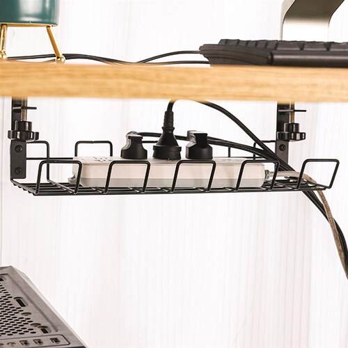 Wire Basket Shelf Under Table Storage Rack Wire Desk Cable U