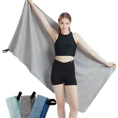 Microfiber Quick Dry Gym Towel Silver ION OdorFree Absorbent
