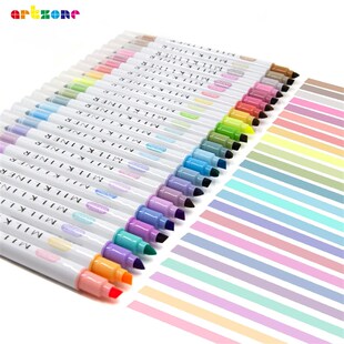 12/24pcs Highlighters Assorted Colors Dual Tip Bible Pastel