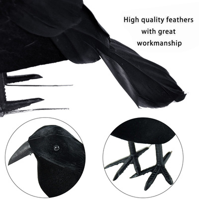 1pc Halloween Black Crow Model Simulation Fake Bird Animal S