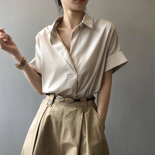 New elegant solid color shirts for ladies fashion Korean sty