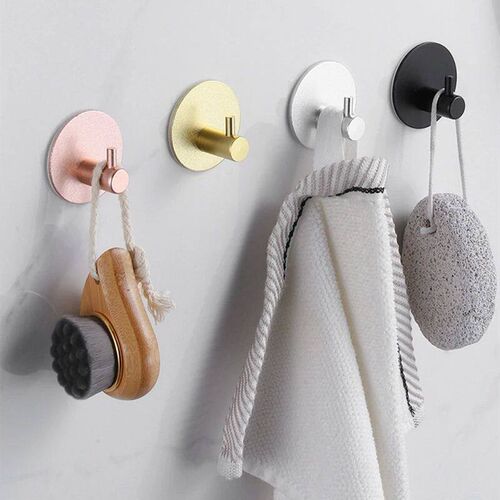 Adhesive Wall Hooks Towel Holder Door Key Cloth Coat Bathroo