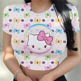 Kitty Printed Women T-shirts Harajuku 2023 New Tops Casual T