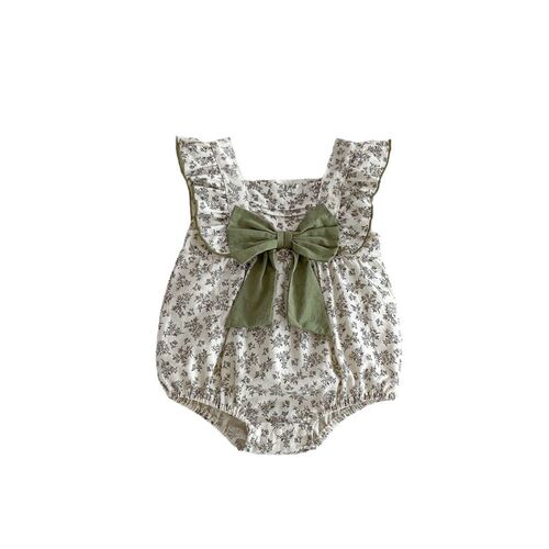 Ins Baby Jumpsuit Thin Girl Baby Floral Wrap Fart Dress Prin