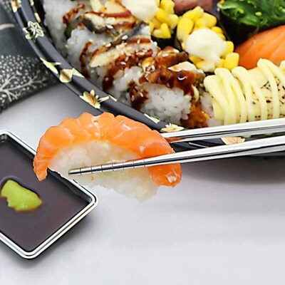 2/5/10 Pairs Chinese Chopsticks Stainless Steel Non-slip Sus