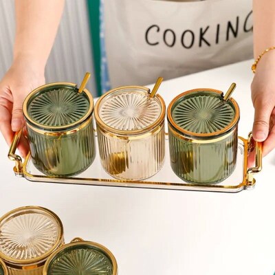 Seasoning Jar With Spoon Household Kitchen Exquisite Seasoni