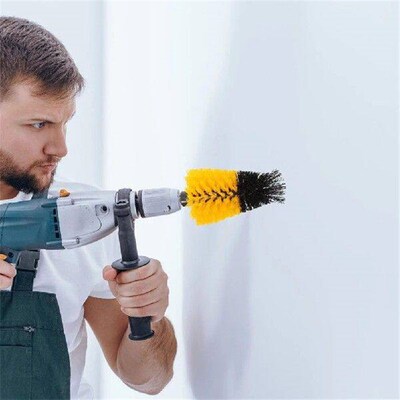 Electric Drill Brush Head Cleaning Cast Iron Carpet Yellow