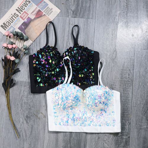 Rhinestone Diamond Sequin Tank Top Women Stage Party Shaper