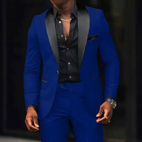 Piece Solid Casual Men Wedding Suits Slim Fit Shawl Lapel