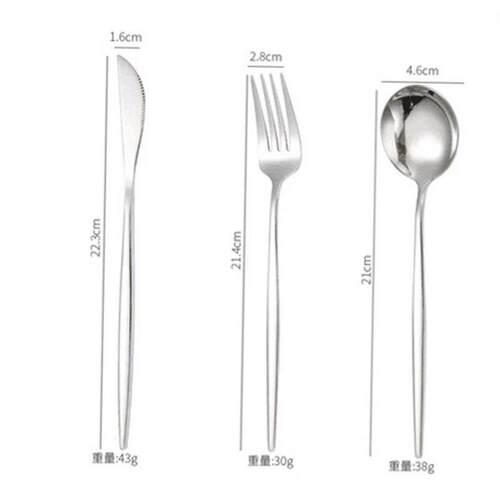 Nordic stainless steel steak knife, fork and spoon set