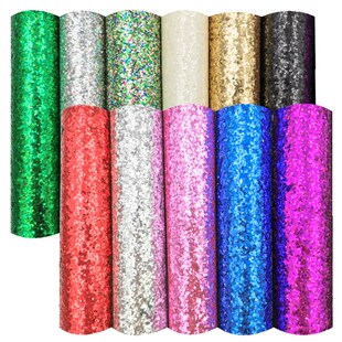 Sparkly Chunky Glitter Fabric Roll Rainbow iridescent Vinyl