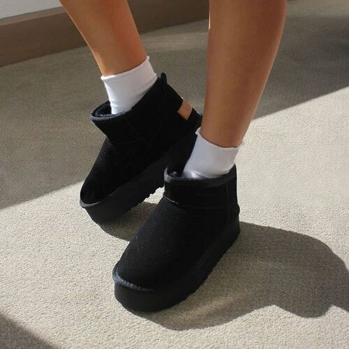 Ankle Flats Platform Women Snow Boots Suede Plush Warm Casua