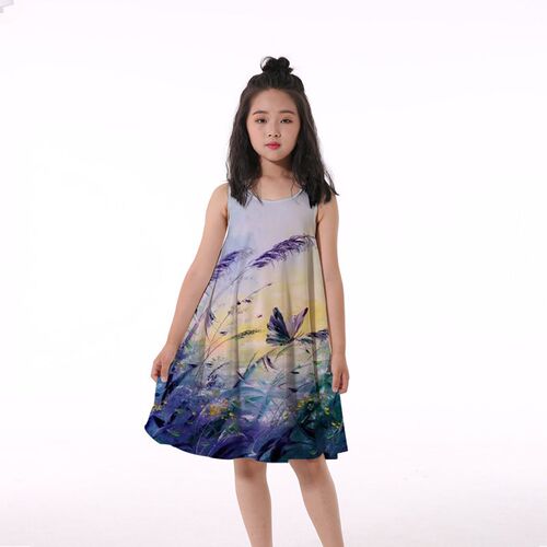 2022 3D Printing Summer Kids Girls Baby Flower Cartoon Dress