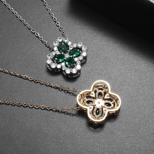 Temperament Luxury Green Zircon Four Leaf Flower Stainless S