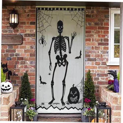 Halloween bat skull curtain black lace party decorations万圣