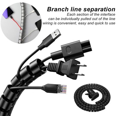 Black Cable Wire Protector Cable Organizer Management Pipe F
