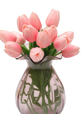 5pcs Tulip PU Artificial Flower Real Touch Bouquet Fake Flow