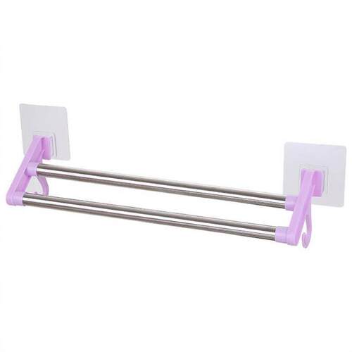 No-drill, traceless double-bar towel rack for bath towels, b