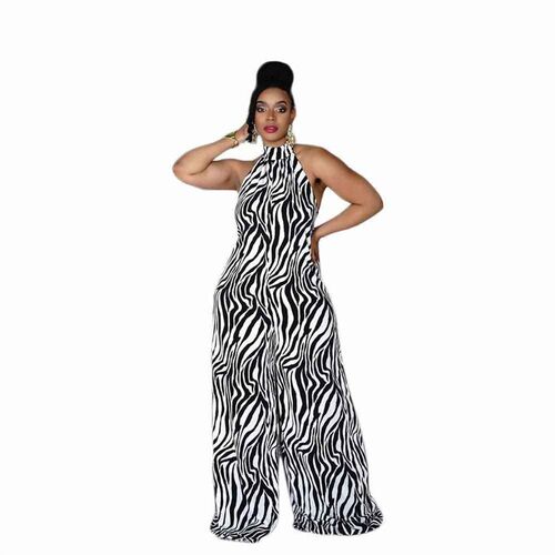 Summer and autumn oversized wide leg jumpsuit with striped