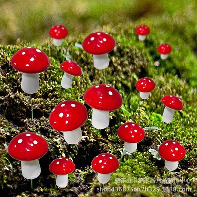 10pcs Mushroom Garden Stakes Miniatures Terrarium Stake