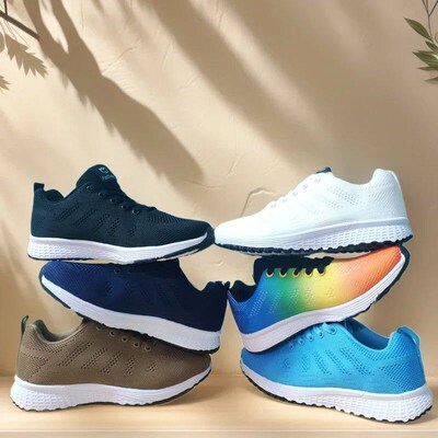 Mens Jogging Shoes with Simple Grid Design Versatile Daily