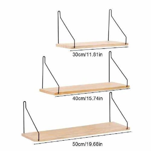 Stylish Floating Wall Shelf Natural Wood Display Rack with