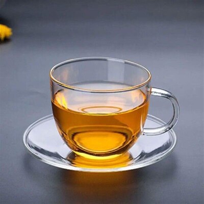 6 Pcs Glass Saucer Round Transparent Coffee Snack Small