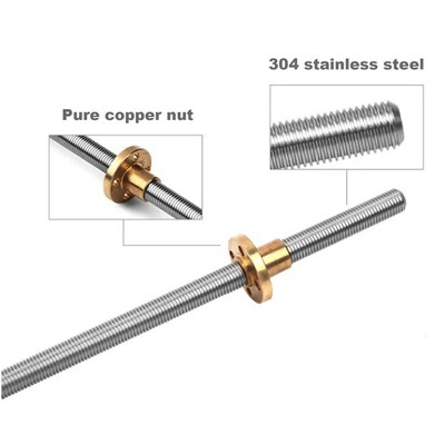 T5 Lead Screw 304 stainless steel Diameter 5mm Thread 8mm Pi