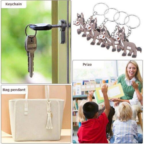 12 Pcs Donkey Keychain Fob Locket Jungle Animal Pendant