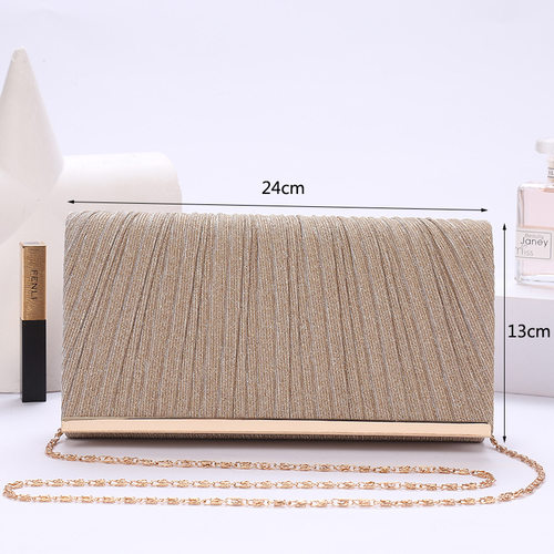 Womens Fashion Pleated Sequin Evening Clutch Bag Wedding Pu