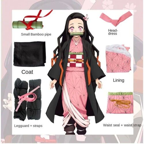 Demon Slayer Kamado Nezuko Cosplay Halloween Costume Party