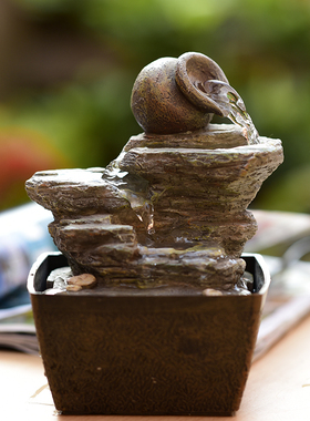 迷你可爱的创意家里家居假山流水喷泉客厅摆设小装饰品摆件工艺品