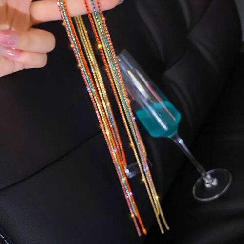 3pcs Punk Color Flash Diamond Chain Hairpin Braided Hair Cha
