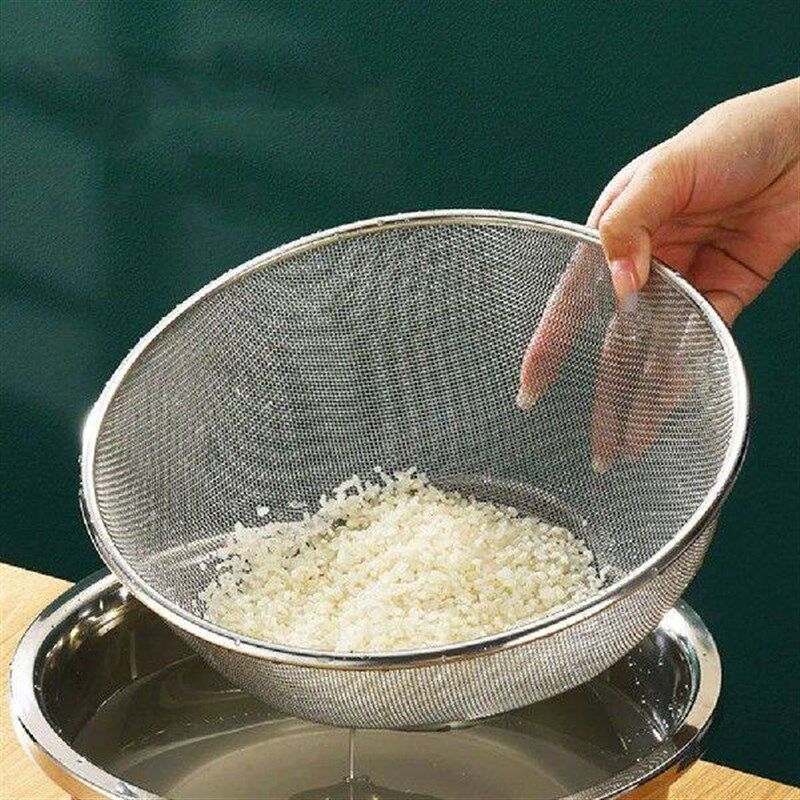2 Pcs Colander Stainless Steel Drain Basket Kitchen Basin - 实物图