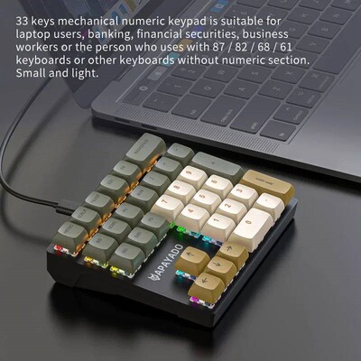 33 Key Wired Mechanical Numeric Keypad with Multi-color Ligh