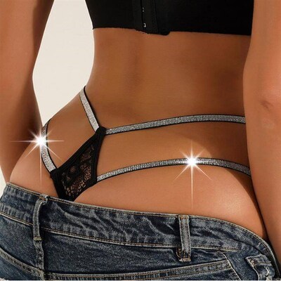 Women Lace Thong Sexy G-String Mesh Floral Thin Strap T Pant