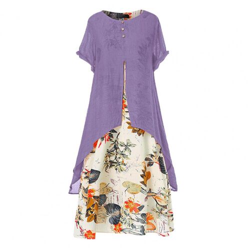 Loose Women Dress Vintage Summer Floral Print Party Dresses