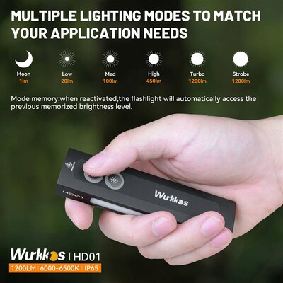 Wurkkos HD01 Multifunctional Flashlight 1200 LM with Green B