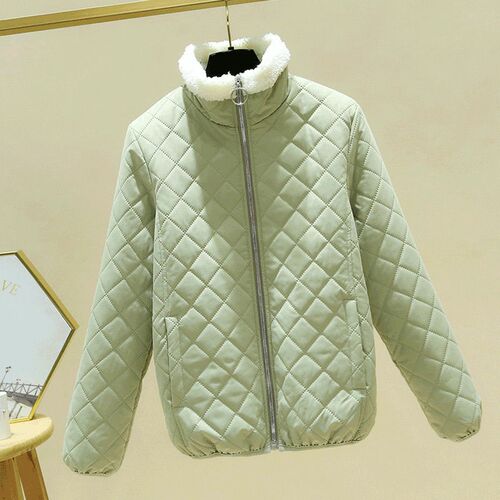 2024 Lightweight Diamond Lamb Lint Cotton Coat For Women Kor
