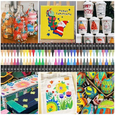 24/48/72/144 Colors Acrylic Paint Markers,Dual tips Dual Col