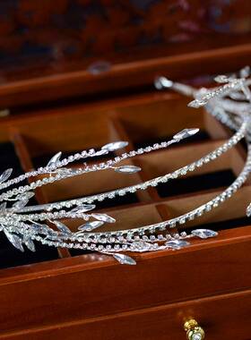 Baroque Crystal Rhinestone  Tassel Leaf Hairband Women Brida
