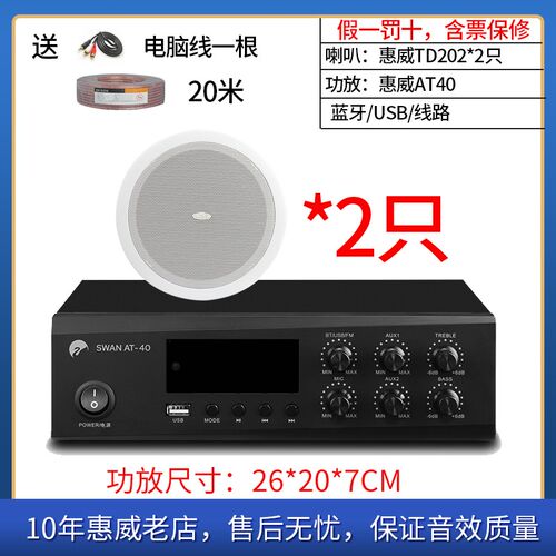 Hivi/惠威 TD202吸顶喇叭6.5寸天花吊顶嵌入式背景音乐音响套装