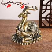 722精致烟雕刻金鹿烟灰缸高级感客厅摆件家用公室防飞灰密钱办封