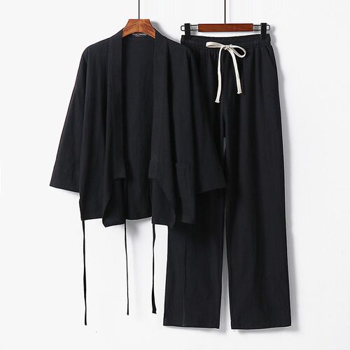 Chinese Style Mens Thin Linen Two-piece Suit Mens Short-sl