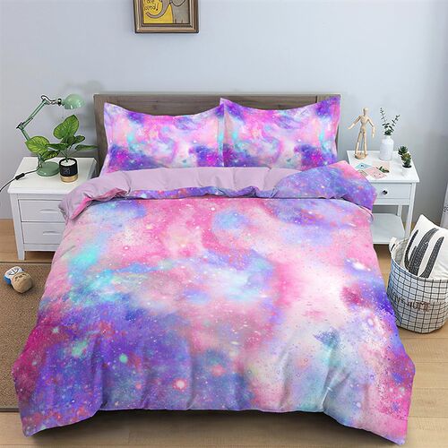 3D Galaxy Duvet Cover Set Single Double Twin Queen 2/3pcs Be